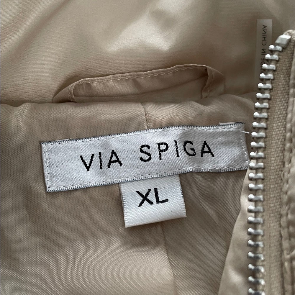 Via Spiga Women's Beige Long Sleeve Winter Jacket With Detachable Hood - Picture 7 of 13